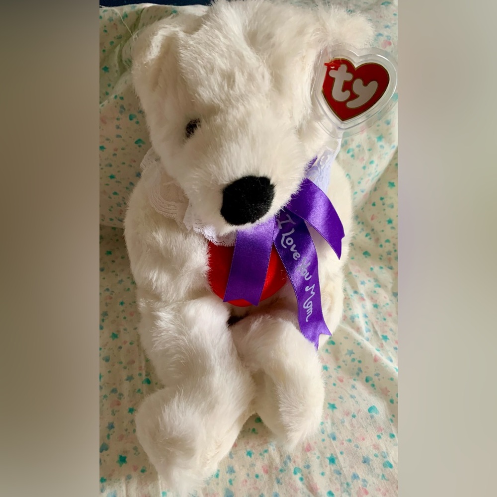 TY Romeo Bear Beanie Bear Plush 14"  1997 Valentine Classic Soft Fluffy Mom